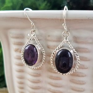 Purple Amethyst Gemstone Sterling Silver Earrings